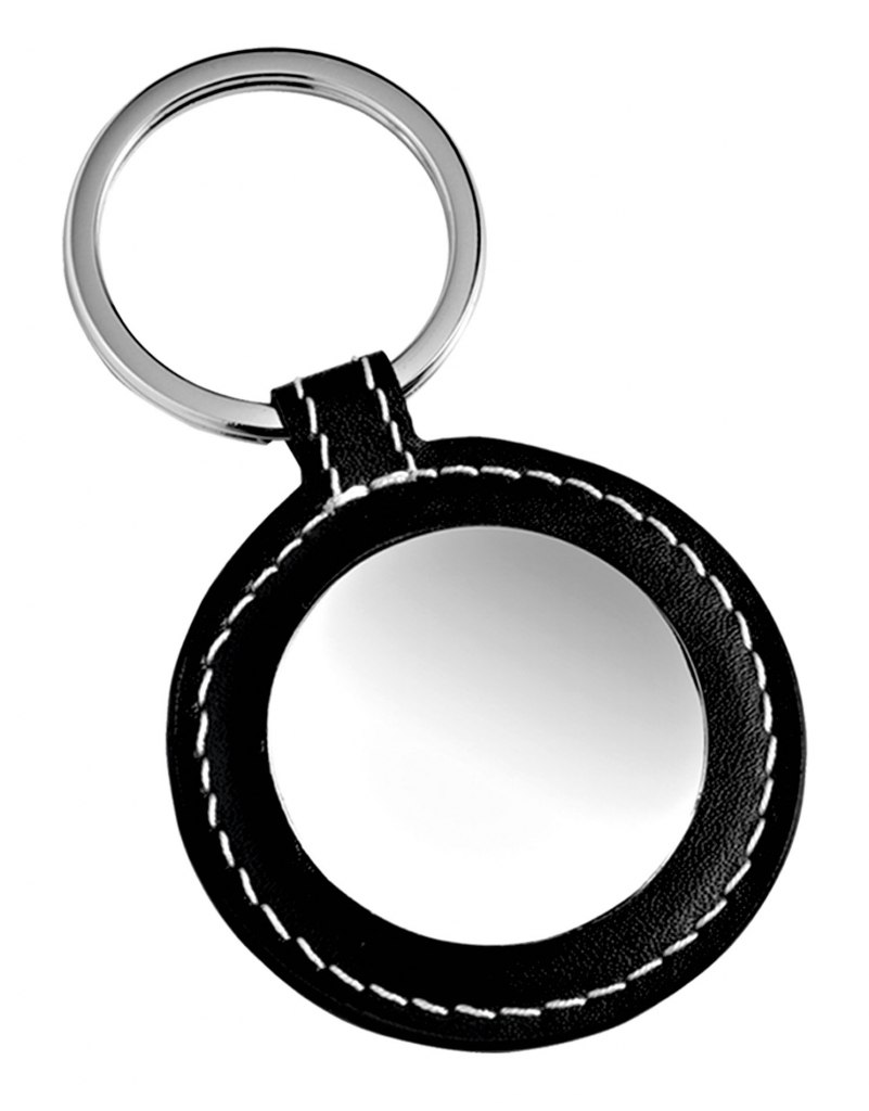 KEYCHAIN ROUND BLACK LEATHER