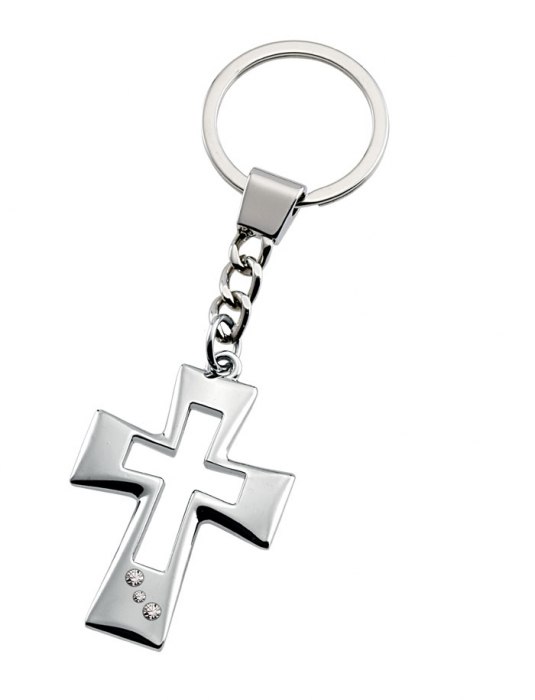 KEY CHAIN PERFORATED CROSS & CHRIST-NO B