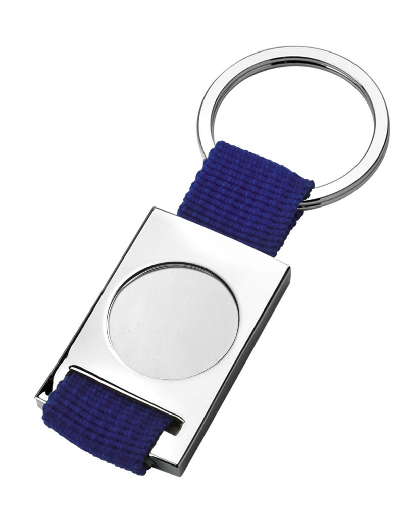 KEY CHAIN FABRIC BLUE SATIN HOLE 25 MM