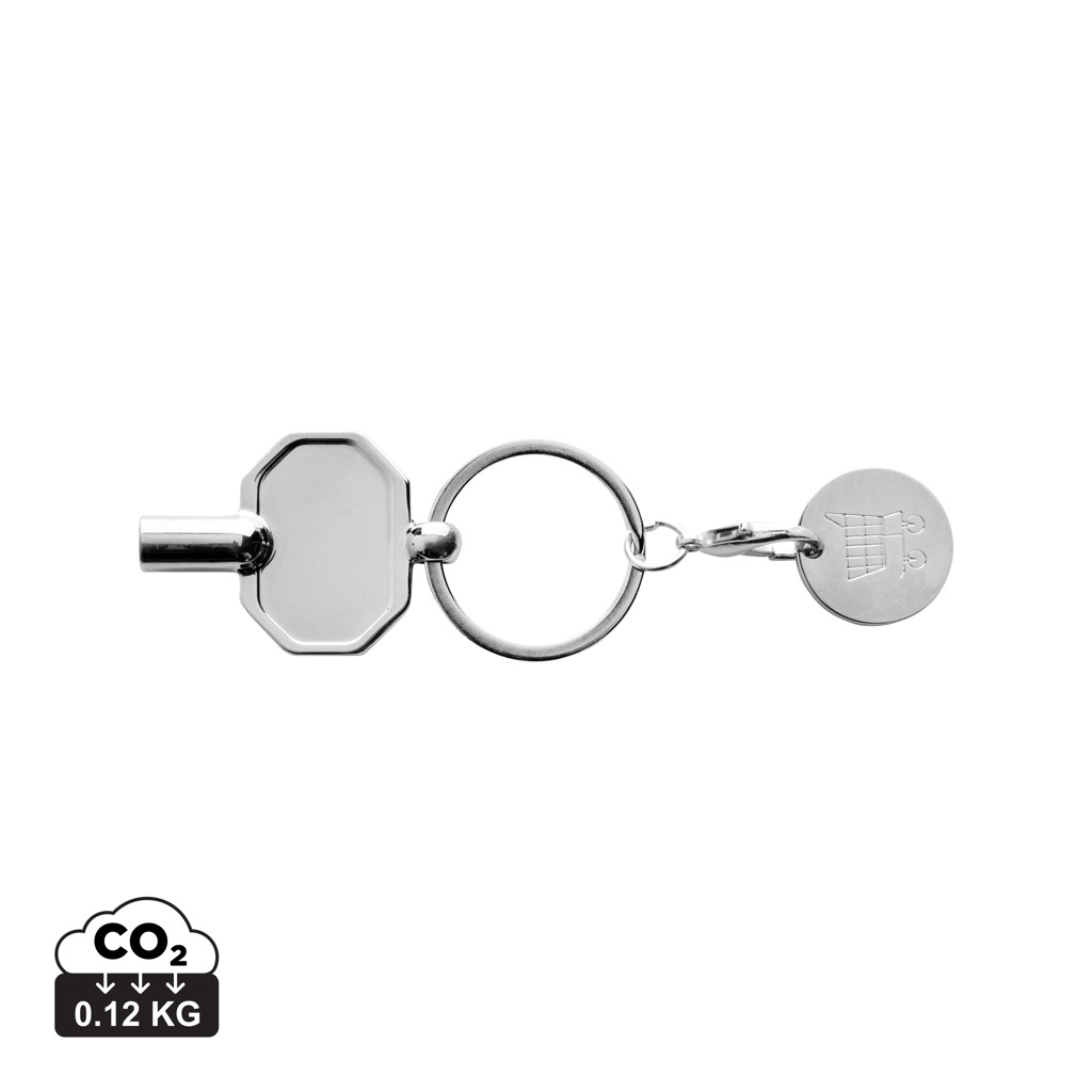 RCS recycled zinc alloy radiator key keychain with coin