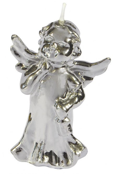 CANDLE BIG SILVER ANGEL SHINY