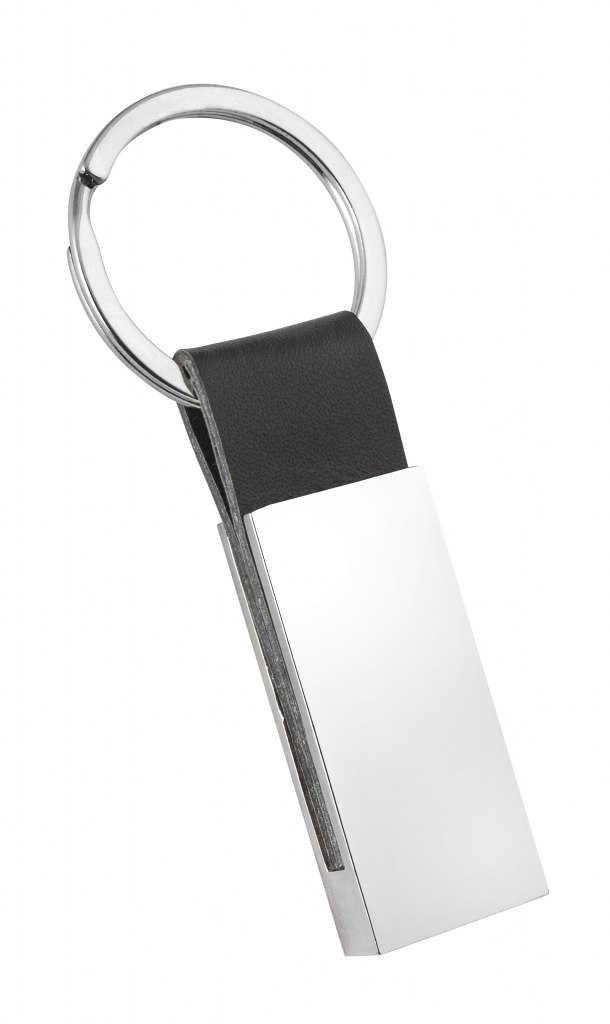 KEYCHAIN RECTANGULAR BLACK LEATHER