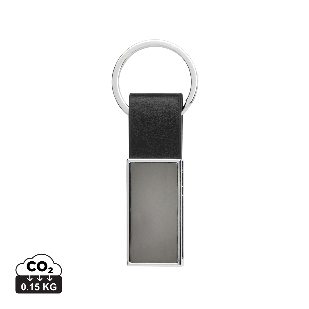 Luxury PU keychain RCS recycled zinc alloy