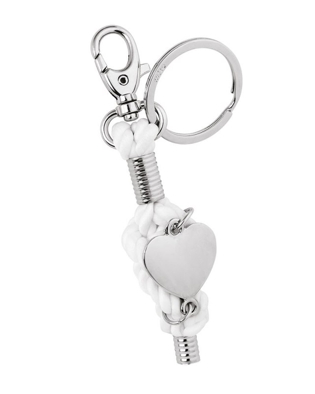 KEY CHAIN HEART/WHITE CORD