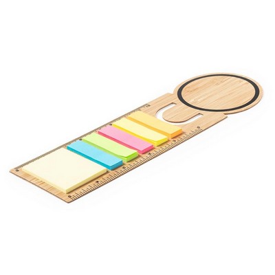 Bamboo memo holder, sticky notes, bookmark, ruler, notebook