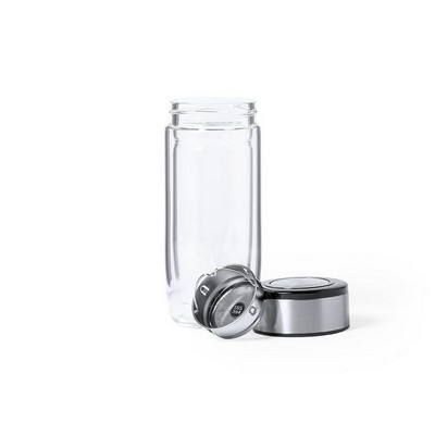 Glass thermo bottle 330 ml with sieve stopping dregs