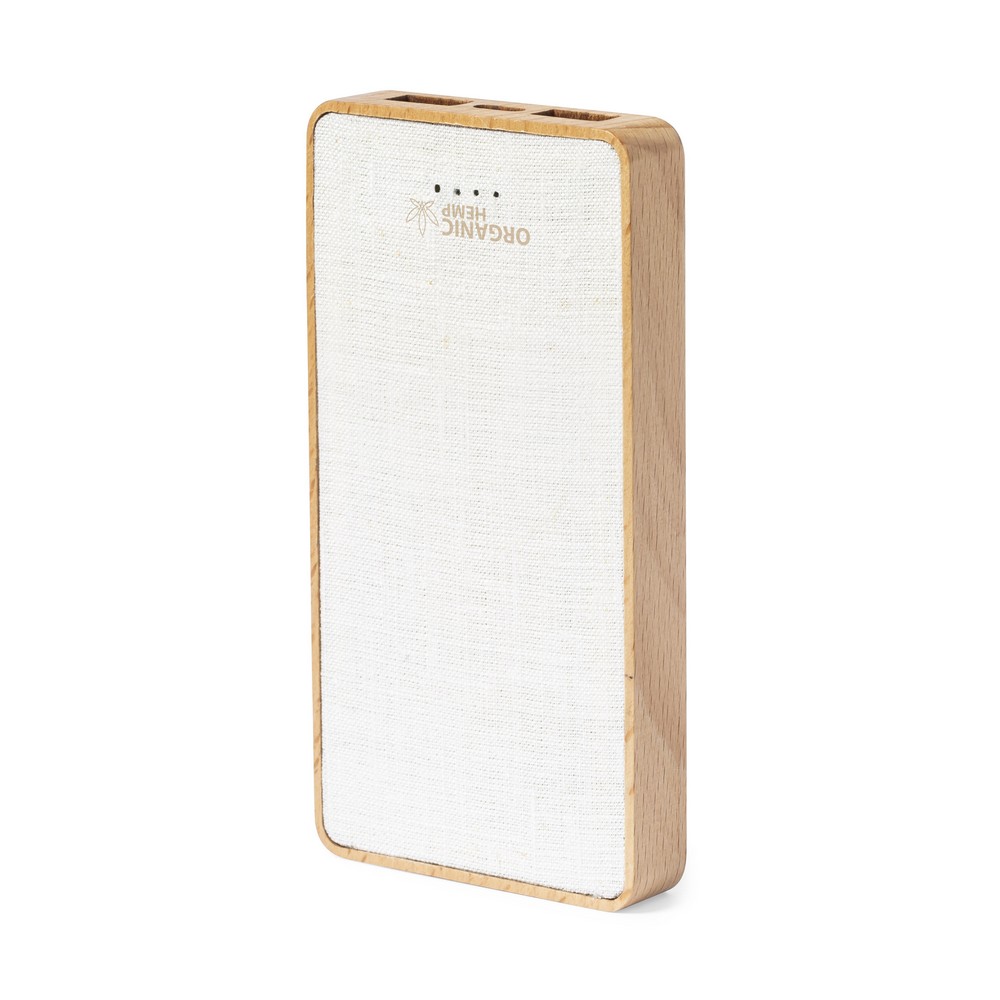 Power bank 8000 mAh made from organic hemp and wood