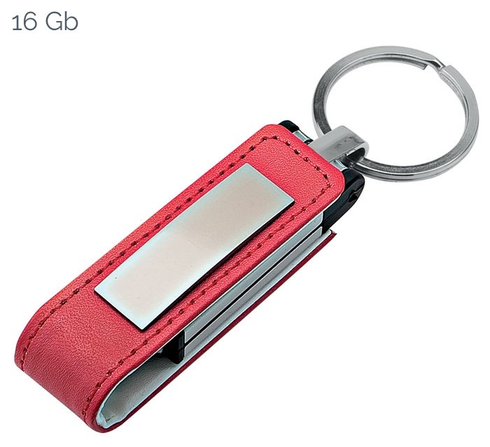 USB RED LEATHER 22x105 mm