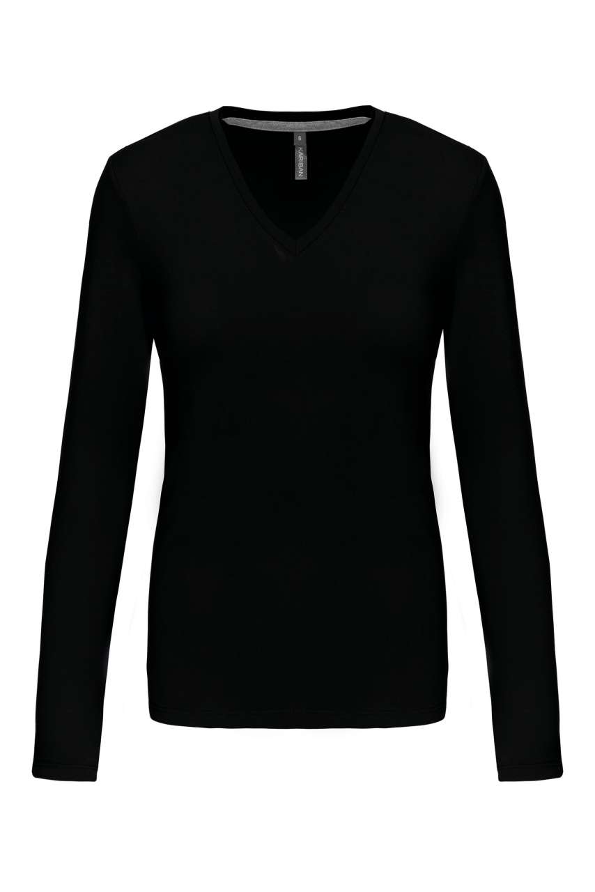 LADIES' LONG-SLEEVED V-NECK T-SHIRT