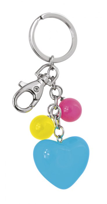 KEY CHAIN ACRYLIC HEART LIGHT BLUE