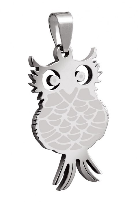 PENDANT STEEL OWL 20x35mm