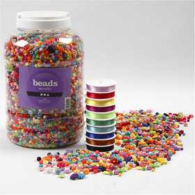 Plastic Beads and Elastic Beading Cord