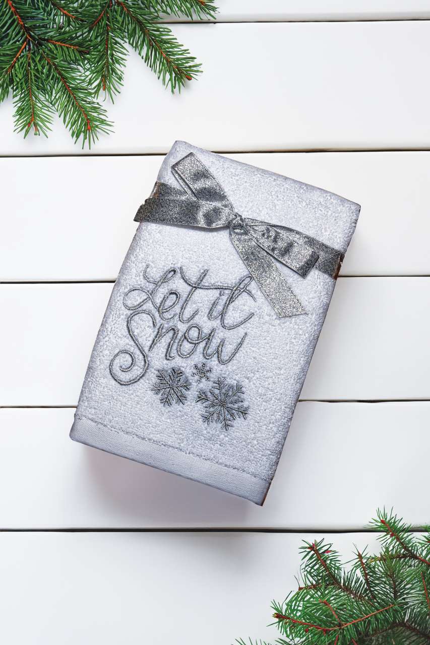 OLIMA CHRISTMAS TOWEL - LET IT SNOW FLAKES