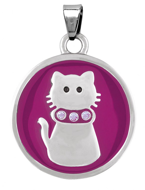 PENDANT STEEL PURPLE CAT - 24.5 mm