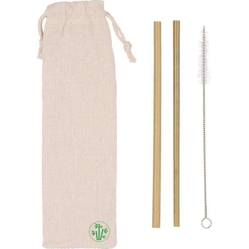 ENVIRONMENTALLY FRIENDLY BAMBOO DRINKING STRAWS SET