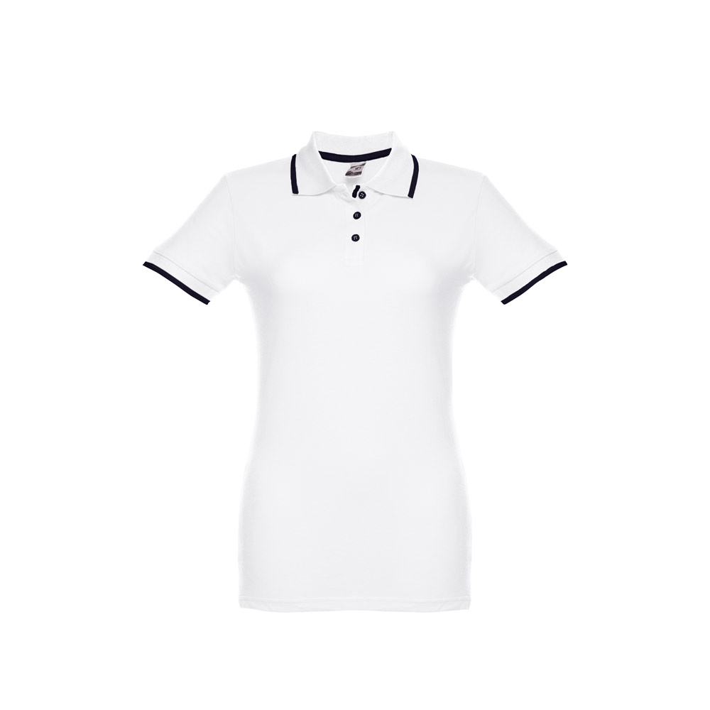 THC ROME WOMEN WH. Women's Polo Shirt with contrast colour trim and buttons