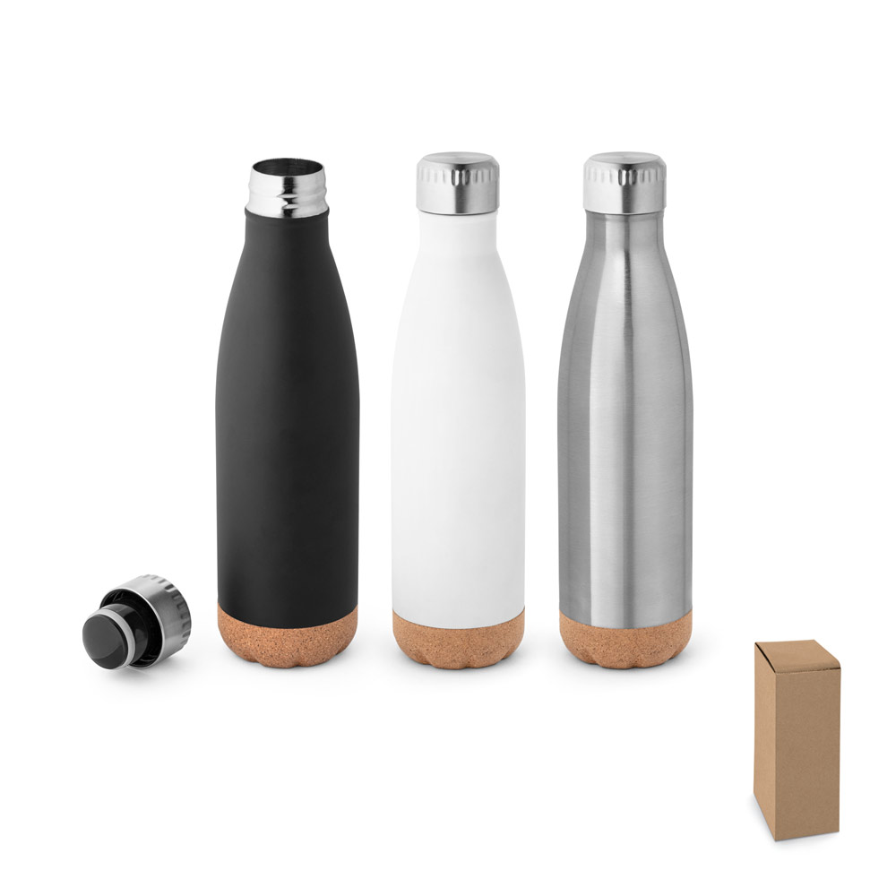 SOLBERG. Stainless steel thermos and cork base 560 mL