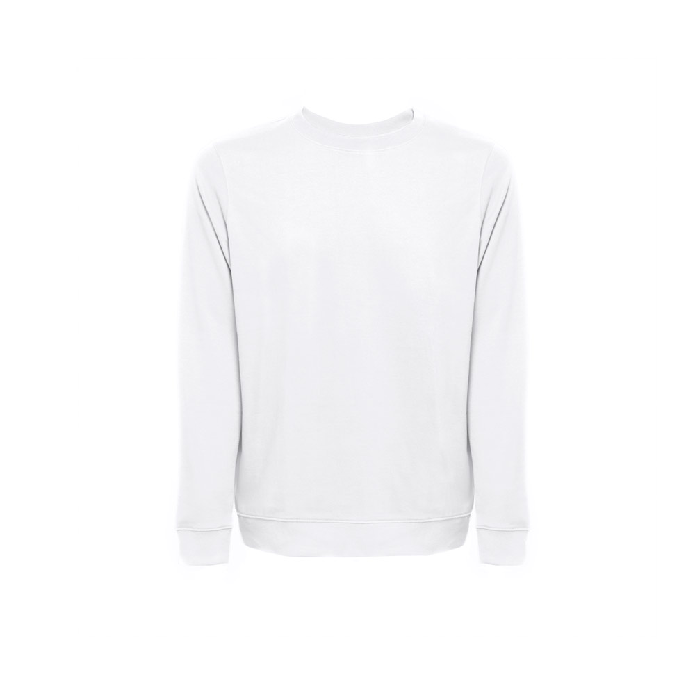 THC COLOMBO WH. Unisex sweatshirt in Italian with ribbed collar, cuffs and waistband. White