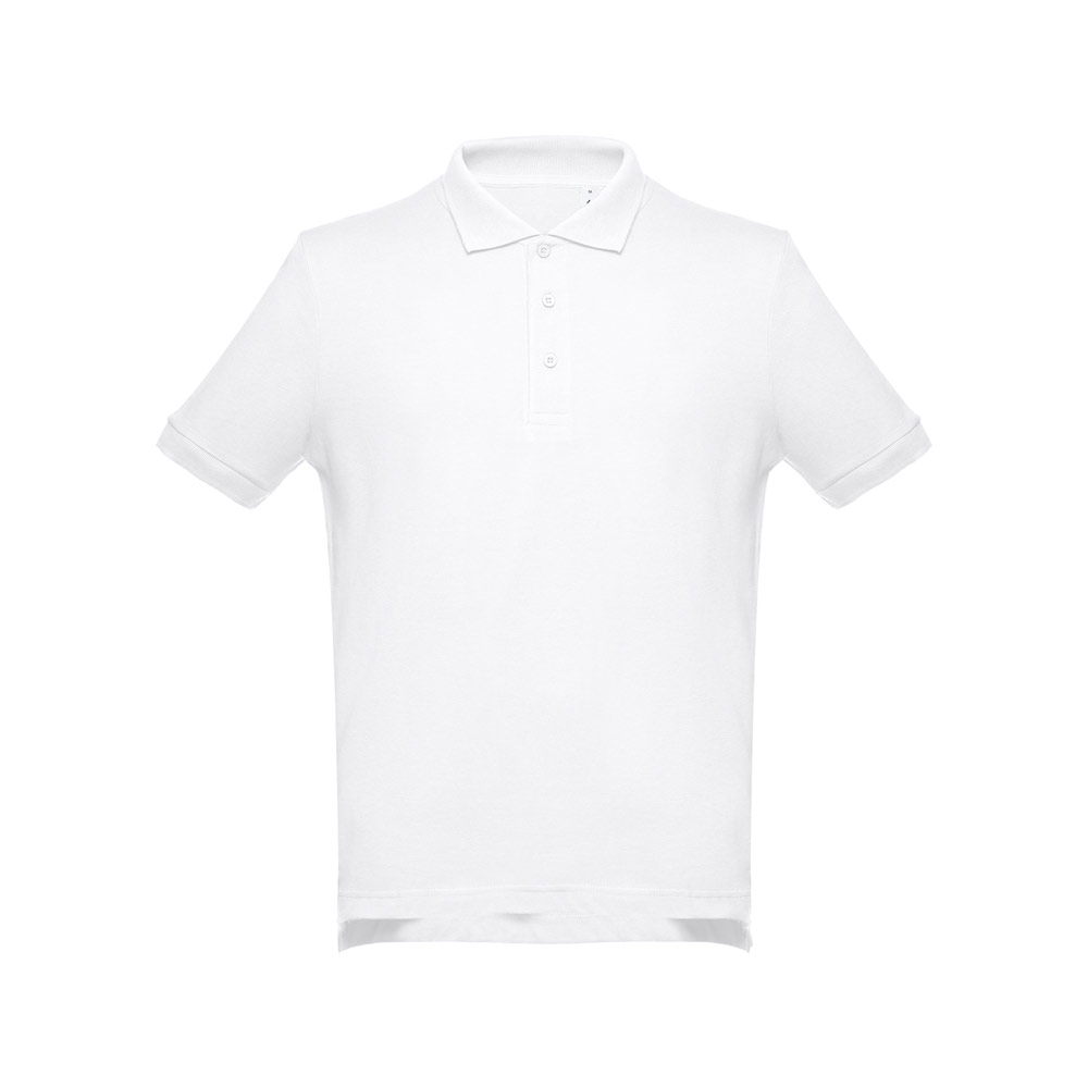 THC ADAM WH. Men's short-sleeved cotton piqué polo shirt. White