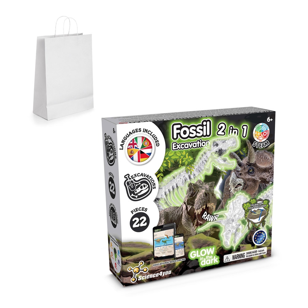 2 in 1 Fossil Excavation Kit II. Educational game supplied with a kraft paper gift bag (90 g/m²)