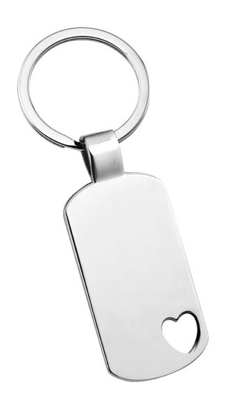 KEY CHAIN RECTANGULAR- HEART-SHAPED HOLE