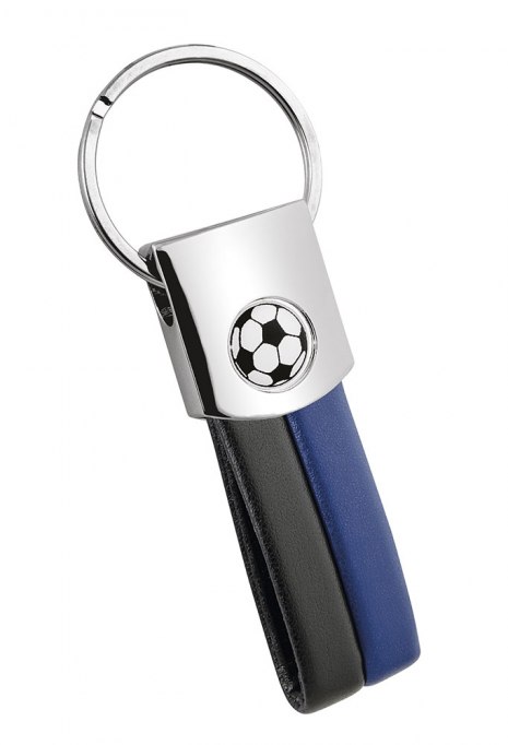 KEYCHAIN FOOTBALL PU BLACK/BLUE NO BOX