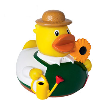 Squeaky duck, gardener