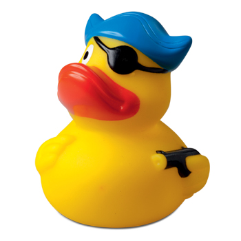 Squeaky duck, pirate with eye patch and hat