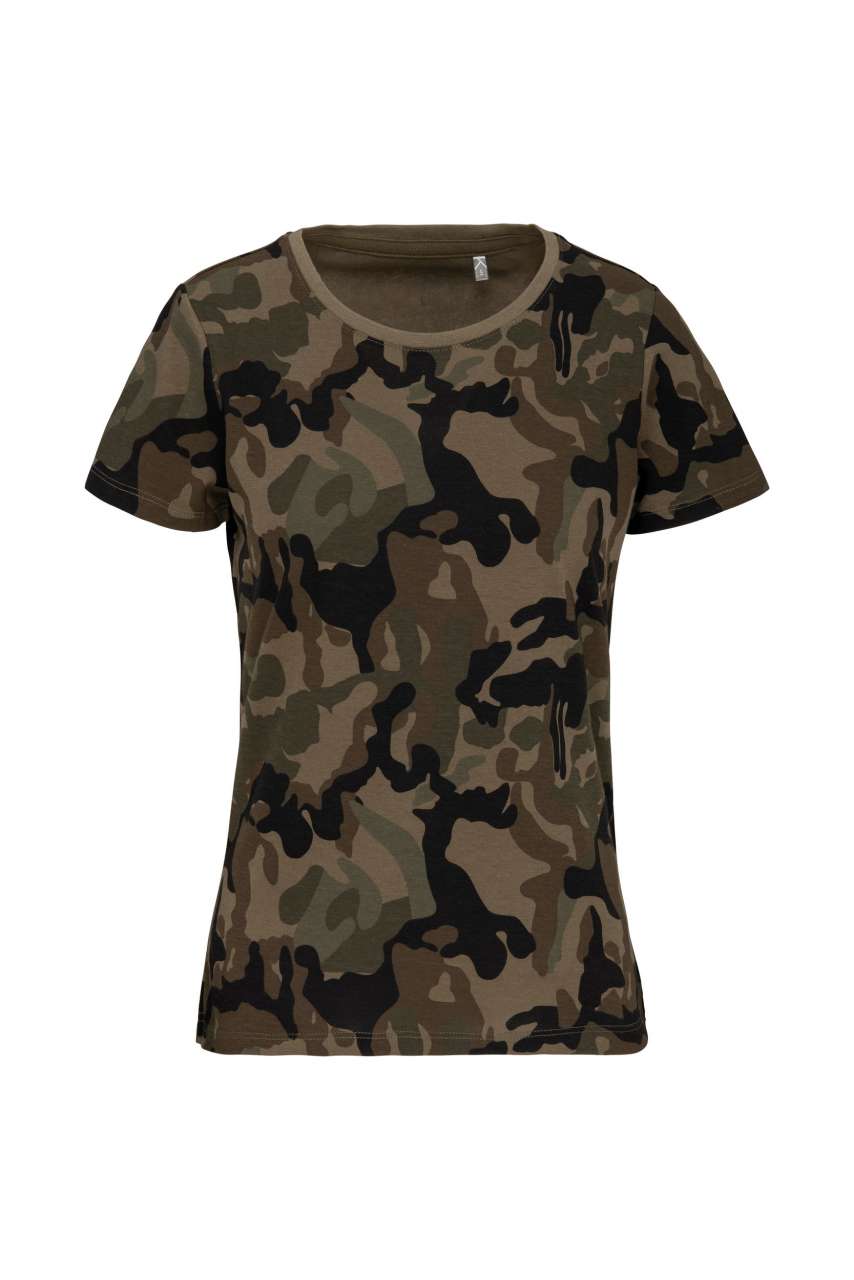 LADIES' SHORT-SLEEVED CAMO T-SHIRT