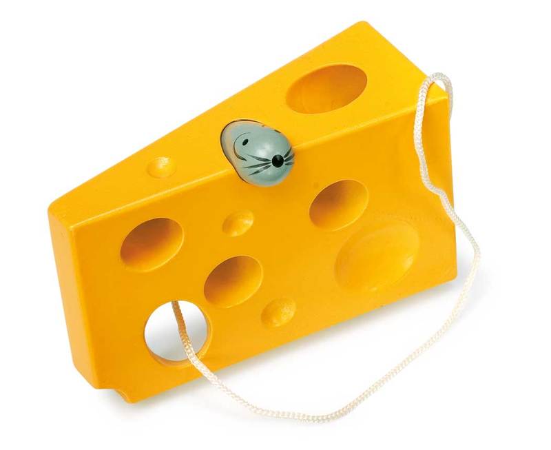 Cheese and Mouse Threading Game, yellow