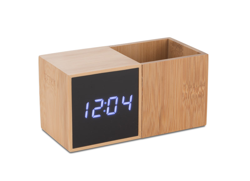 Desk clock with organizer BAMBOO