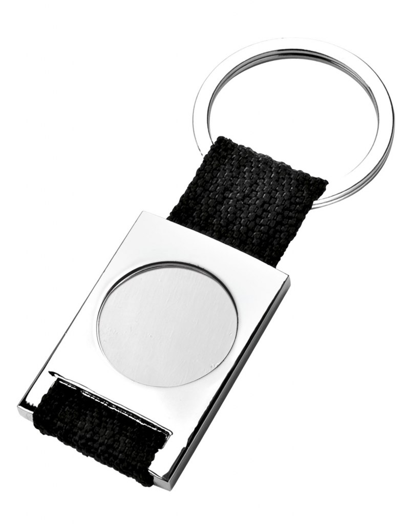 KEY CHAIN FABRIC BLACK SATIN HOLE 25MM