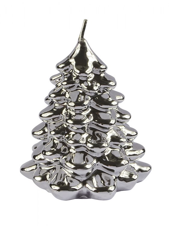 CANDLE CHRISTMAS TREE BIG SILVER SHINY