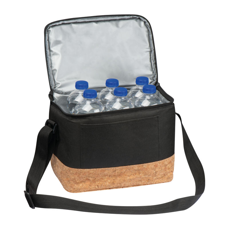 Polyester cooler bag with cork bottom