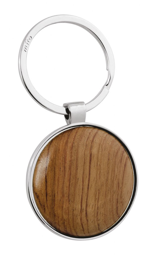 KEY RING ROUND WITH WOOD