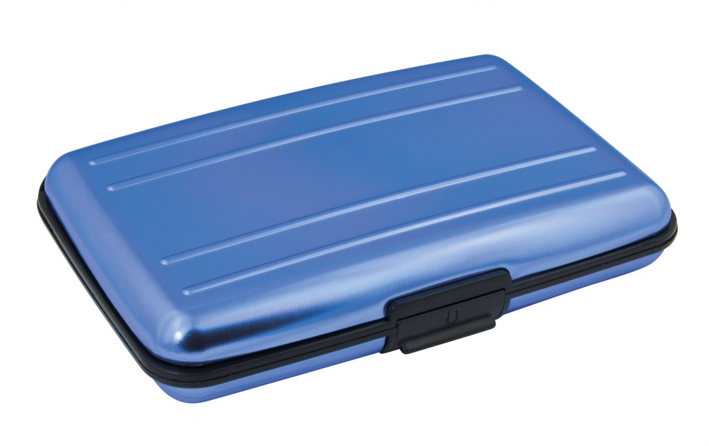 BUSINESS CARD HOLDER ALUMINIUM BLUE