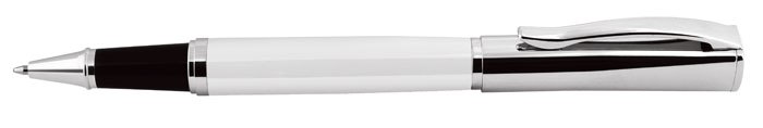 ROLLERBALL PEN WHITE AND CHROMED