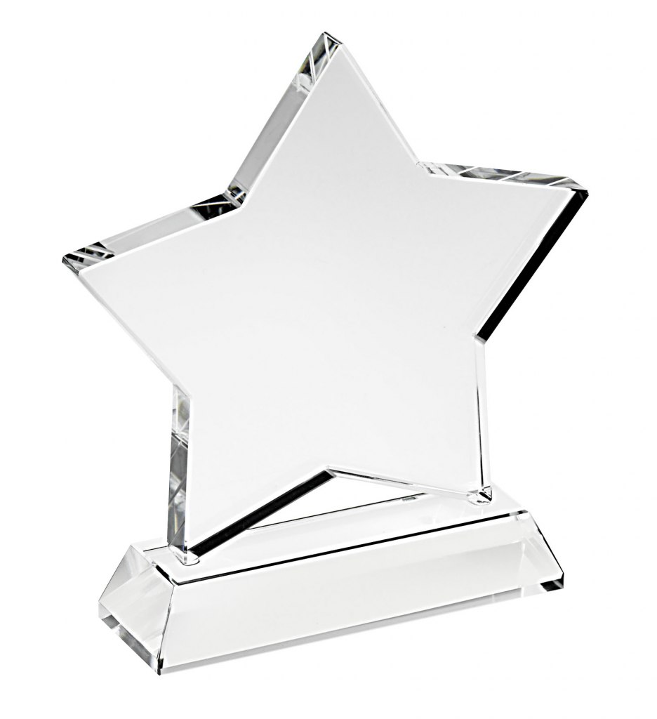 TROPHY STAR WHITE GLASS