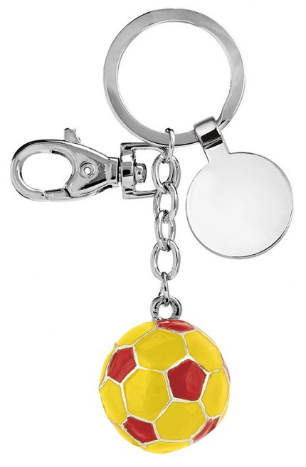 KEY CHAIN FOOTBALL BALL YELLOW/RED