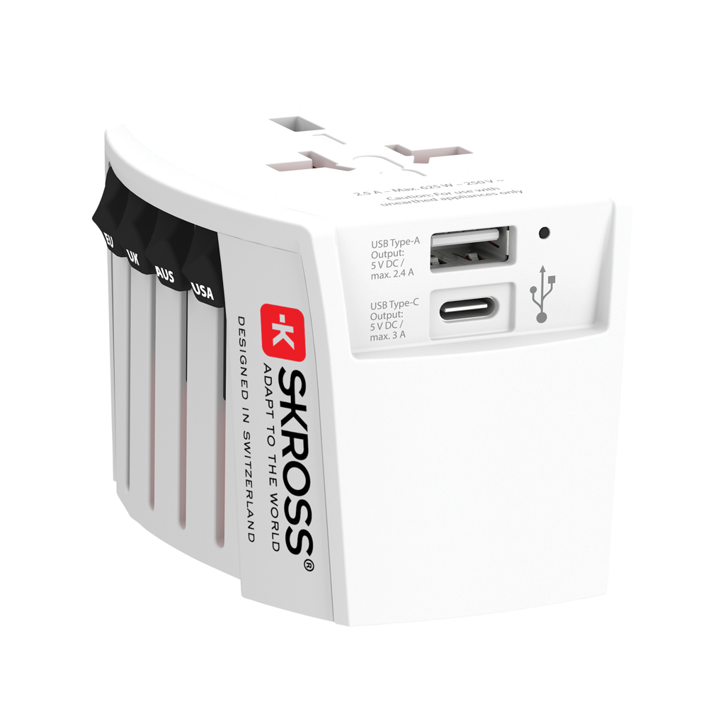 SKROSS World Travel Adapter MUV 2-pole with USB A and C