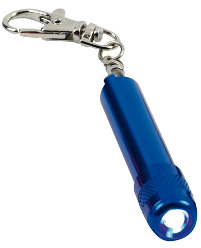 BLUE ALUMINIUM KEYRING TORCH HOOK