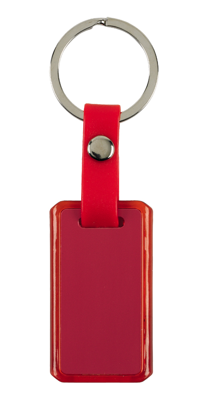 RED METALLIC KEY RING LABEL