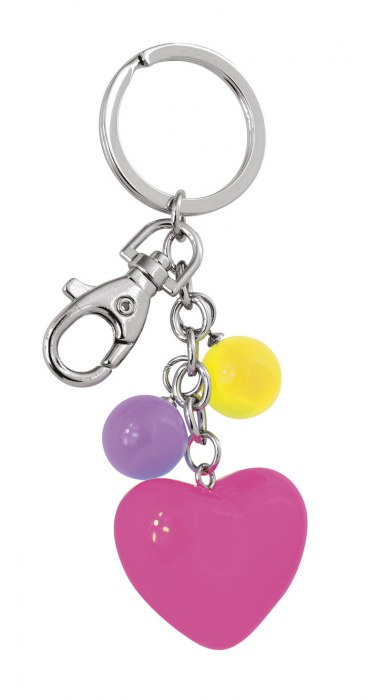 KEY CHAIN ACRYLIC HEART FUCHSIA - NO BOX