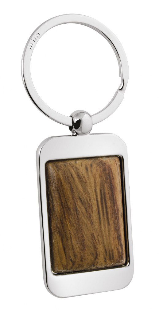 KEY RING RECTANGULAR WITH WOOD