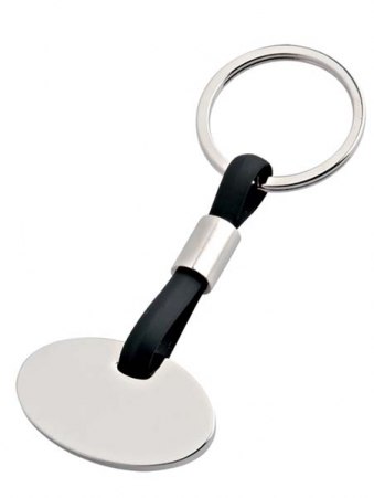 KEYCHAIN OVAL PVC PLATE BLACK