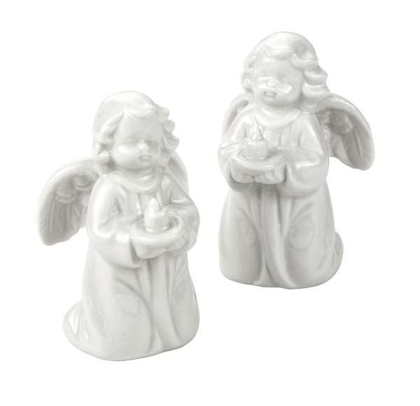 SET 2 pcs WHITE PORCELAIN ANGELS -h 98mm