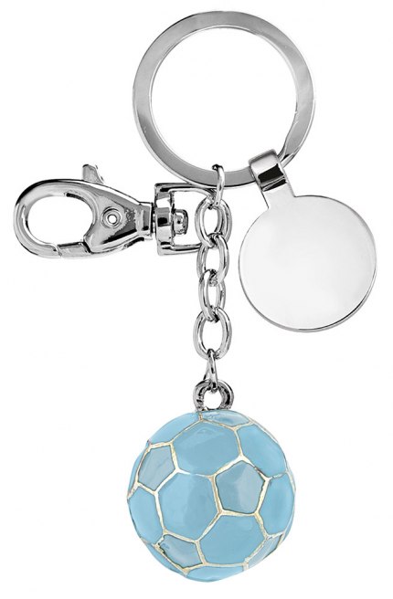 KEY CHAIN FOOTBALL BALL SKY-BLUE