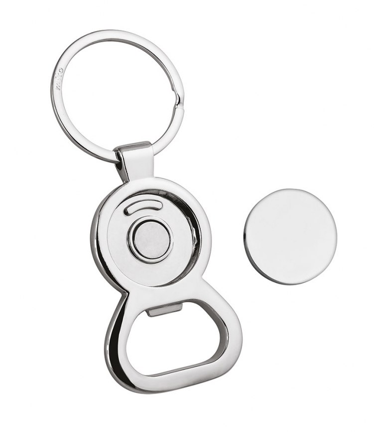 KEY CHAIN BOTTLE OPENER WITH COIN