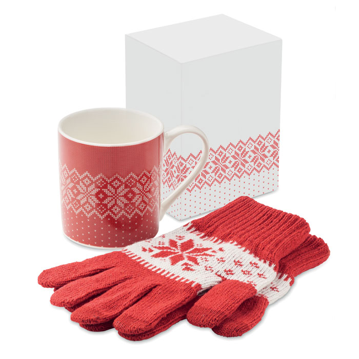 Winter gift mug and gloves set