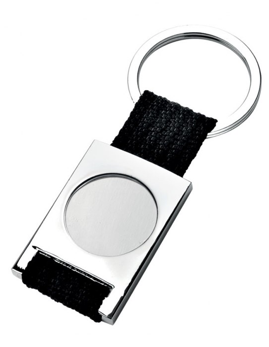 KEY CHAIN BLACK TEXTILE RIBBON W/CAVITY